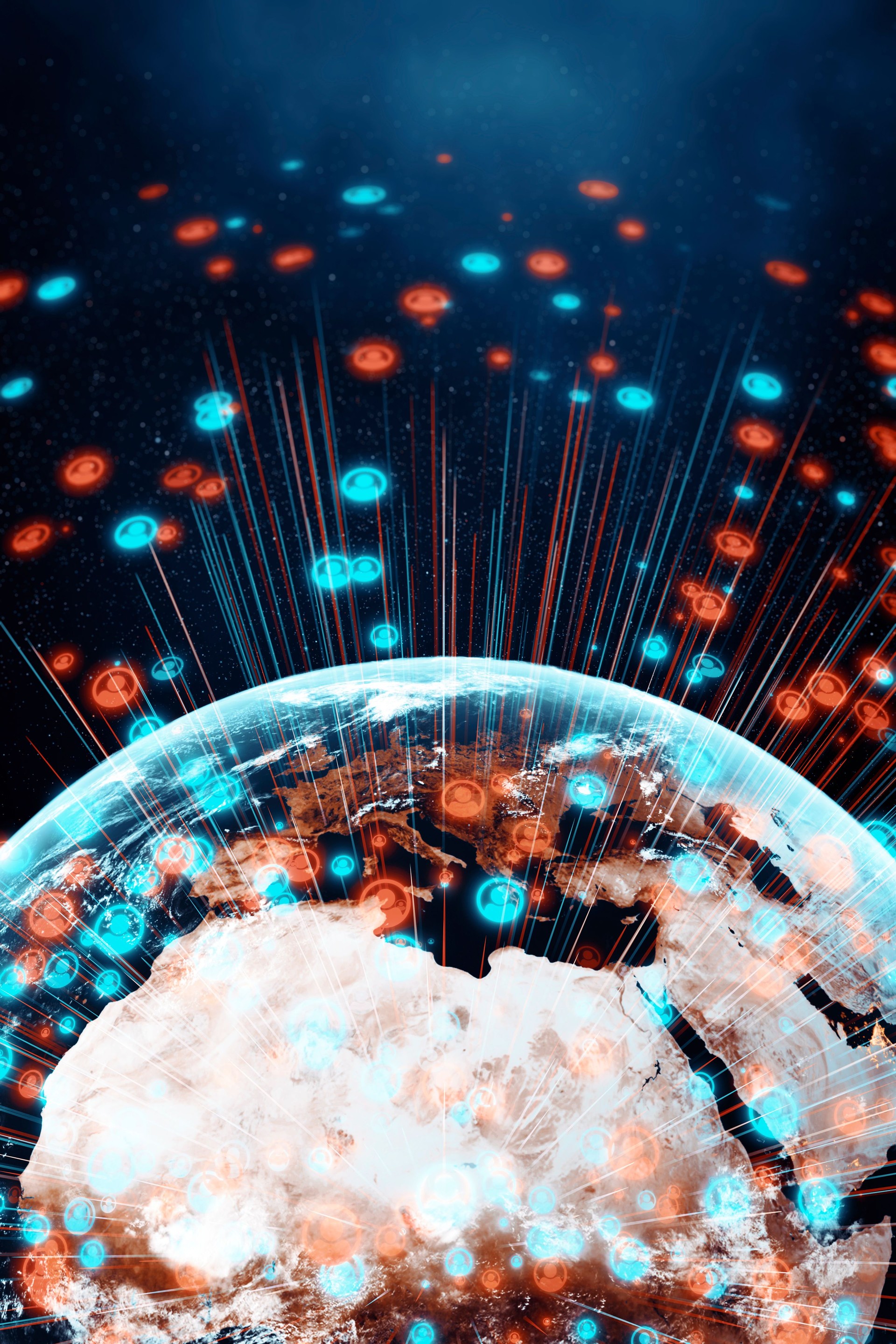 Global Social Media Followers and connections points around the world